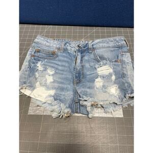 American Eagle Shorts Womens 6 Blue Distressed Ripped Denim High Rise Festival
